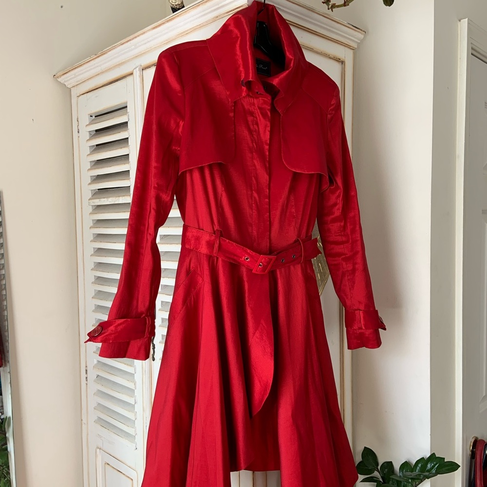 Nicole Miller red trench coat